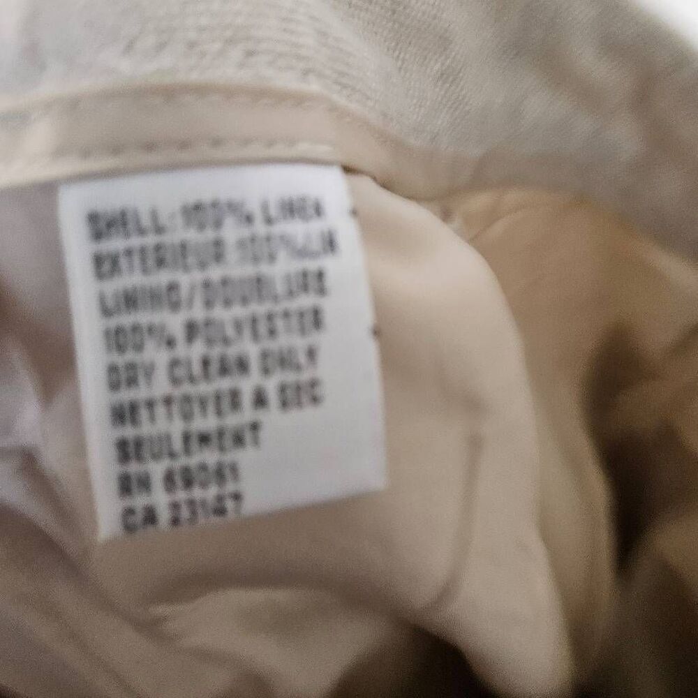 Talbots Irish Linen Cream Natural Tan Pants Suit Size 10/12 - Picture 8 of 8